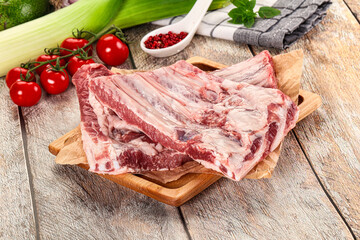 Raw pork ribs for cooking