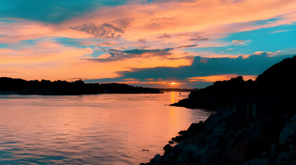 Fototapeta premium A warm sunset beach scene