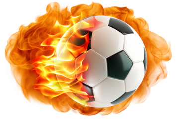 Flaming soccer ball on white background png isolated on a transparent background 1