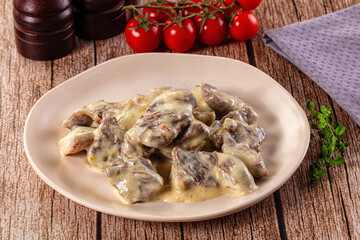 Beef stroganoff stew meat with cream
