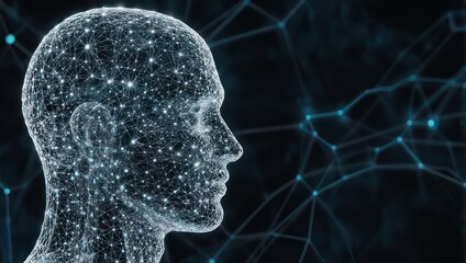 Digital human head profile, network graphic