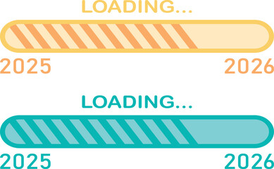 2025 to 2026 Loading Progress Happy New Year transition concept.
