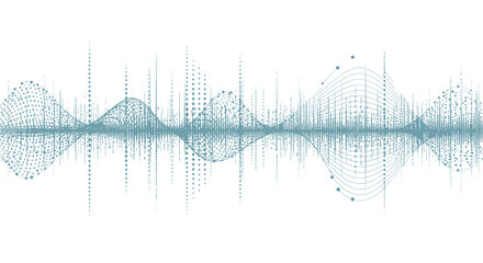 Abstract Digital Sound Wave Equalizer Display with Blue and Green Tones.
