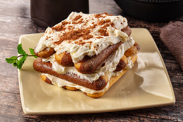 Delicous Tiramisu cake with cream