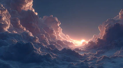 Sunset above cloudscape