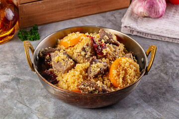 Traditional couscous with lamb and vegetables