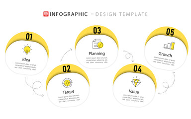 Timeline Creator infographic template. 5 Step timeline journey, calendar Flat simple infographics design template. presentation graph. Business concept with 5 options, vector illustration.