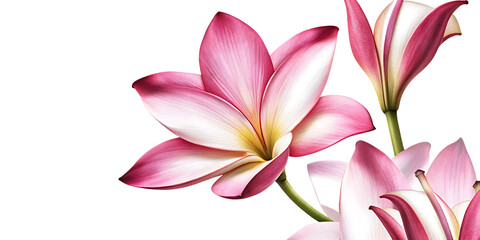 Naklejka premium Pink and white lily flowers on background isolated on a transparent background pink lily