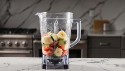 Blender with fruits and vegetables