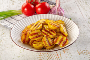 Grilled small baby young potato