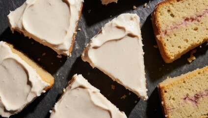 Triangular cake slices with light frosting