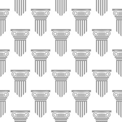 Greek and roman ancient columns seamless pattern isolated on white background
