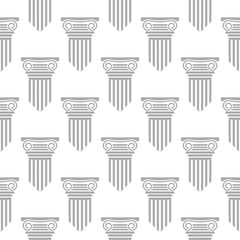 Naklejka premium Greek and roman ancient columns seamless pattern isolated on white background