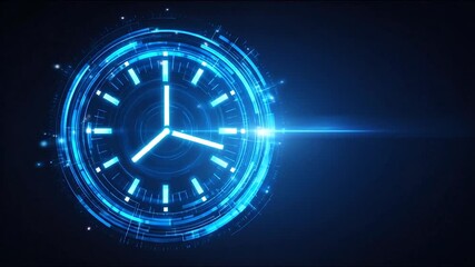 Abstract digital clock with glowing blue elements on dark background - Powered by Adobe