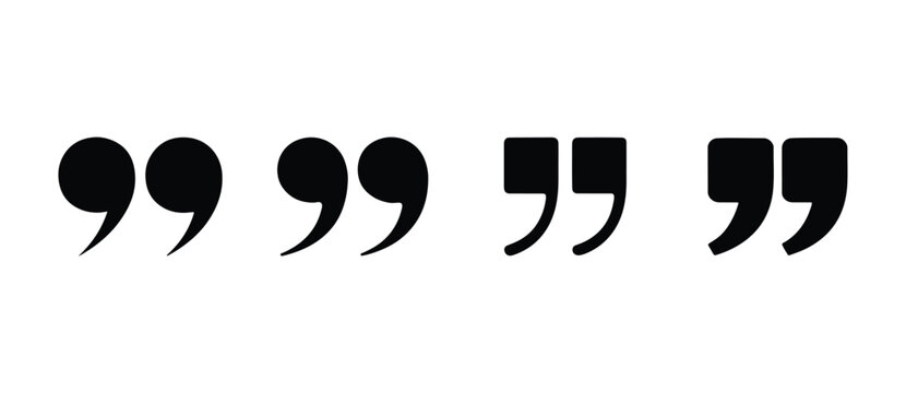 Black quotation marks icon set, Minimal quotes and speech marks vector design