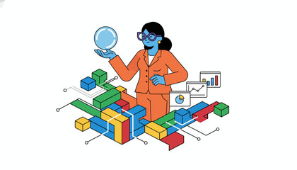 Strategic Vision: Business Woman with Data and Analytics