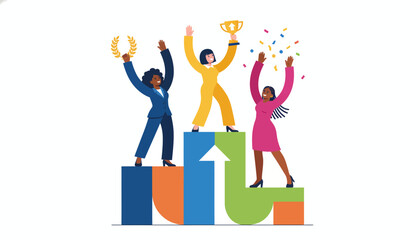 Successful Diverse Businesswomen Celebrating Achievement and Growth