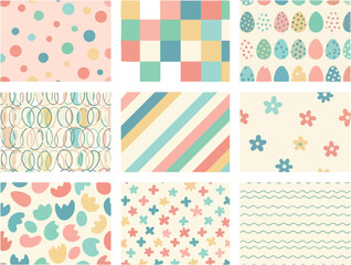 Pastel Patterns Collection Diverse Seamless Designs for Easter and Spring Themes