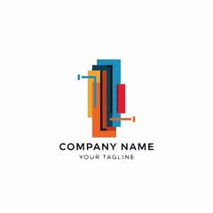 Abstract Colorful Geometric Logo Design with Company Name and Tagline.
