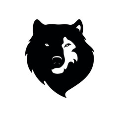 Abstract Wolf Face Combined with Bear Face in Strong Wildlife Fusion Design Vector illustration