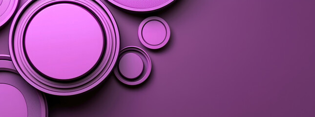 Abstract Geometric Purple Circles Background with Soft Shadows and Gradient Lighting