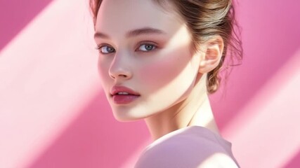 Discover a breathtaking beauty video featuring radiant light and vibrant colors. Ideal for fashion and beauty themes or promotional content. AI