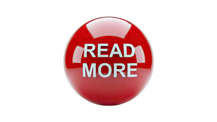 Red Glossy Button with Read More Text on White Background