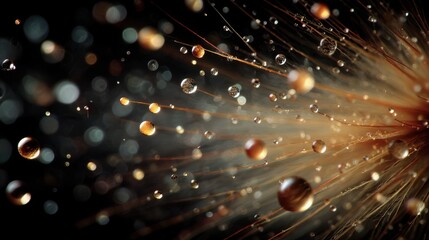 Naklejka premium Beautiful arrangement of droplets reflecting light in a colorful abstract display at a close distance