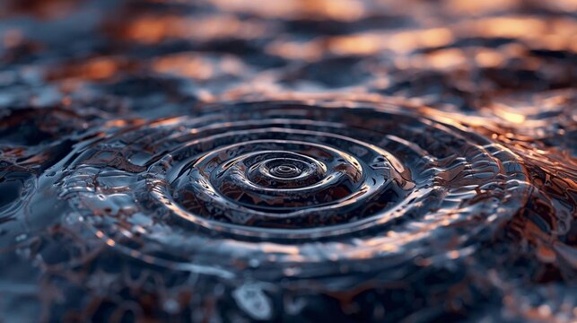 Abstract Water Ripples With Circular Wave Pattern And Reflections