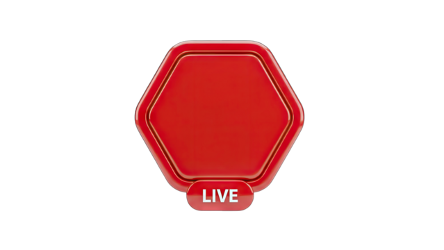 Red Hexagon Live Button on White Background - Powered by Adobe