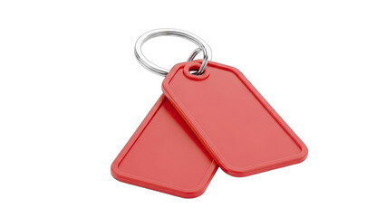 Fototapeta premium Red Key Tags on a Ring - Isolated on White