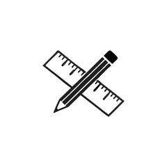 Naklejka premium Pencil and ruler icon isolated on white background