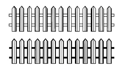 Wooden fence vector illustration with drawing style,