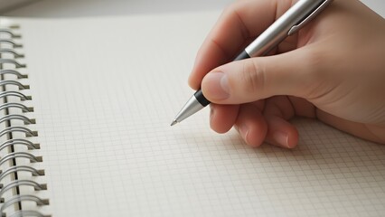 Close-up of Hand Writing on Notebook with Pen.