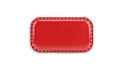 Red Button with Stitching on White Background
