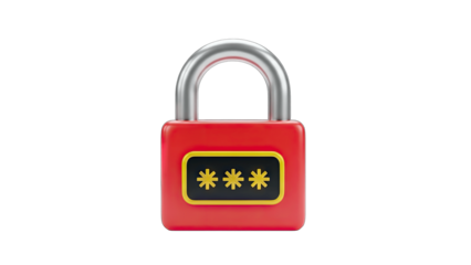 Red Padlock with Password Protection on White Background