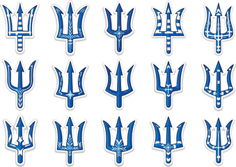 Barbados Trident Collection Nautical Vector Icons with Blue and White Designs © Chico Store