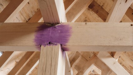 Wooden Structure with Insulation and Framing Elements.