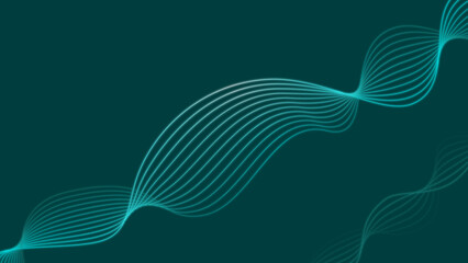 Minimal Teal Abstract Waves on Dark Background – Elegant Flow Lines