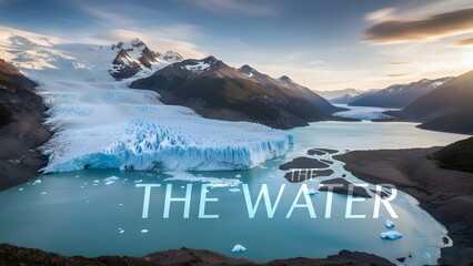 Majestic Glacier Lake Scene with Ice and Mountains.