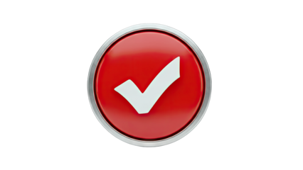 Red Check Mark Button: Confirmation and Approval