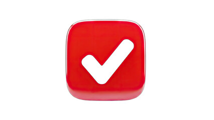 Red Check Mark Icon on White Background