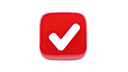 Red Check Mark Icon on White Background