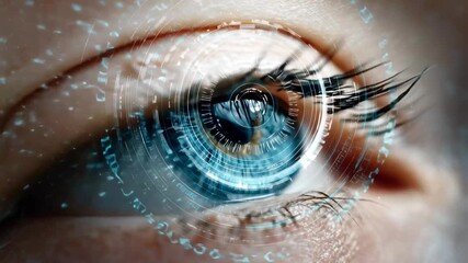 Digital eye technology visualizing enhanced perception with futuristic design elements and processing patterns - Powered by Adobe
