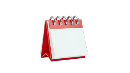 Red Desk Calendar on White Background
