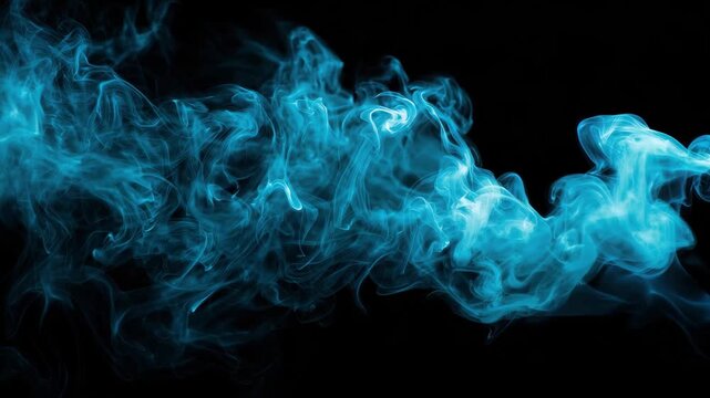 Swirling blue smoke against a black background creates an abstract and artistic visual display of movement and fluidity