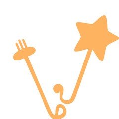 Cute magic wand with star icon, suitable for fairy-tale parties, fantasy themes, or illustrating magical, whimsical, and enchanting celebration.