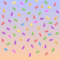 Colorful sprinkles scattered across a gradient background