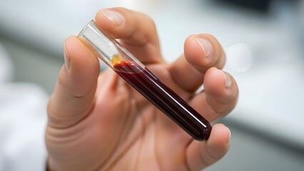 Laboratory Test Tube with Blood Sample for Medical Analysis.