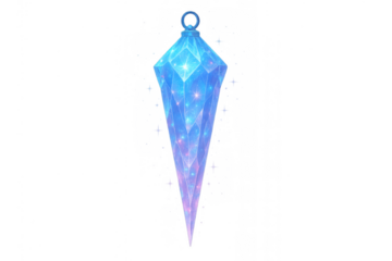 Magical glowing crystal pendant with sparkling light, a fantasy jewel for game assets, ice, winter, or wizard themes